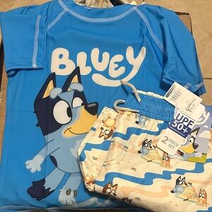 Bluey Kids' Blue Rashguard & Swim Shorts Set - 2 Piece UPF 50+